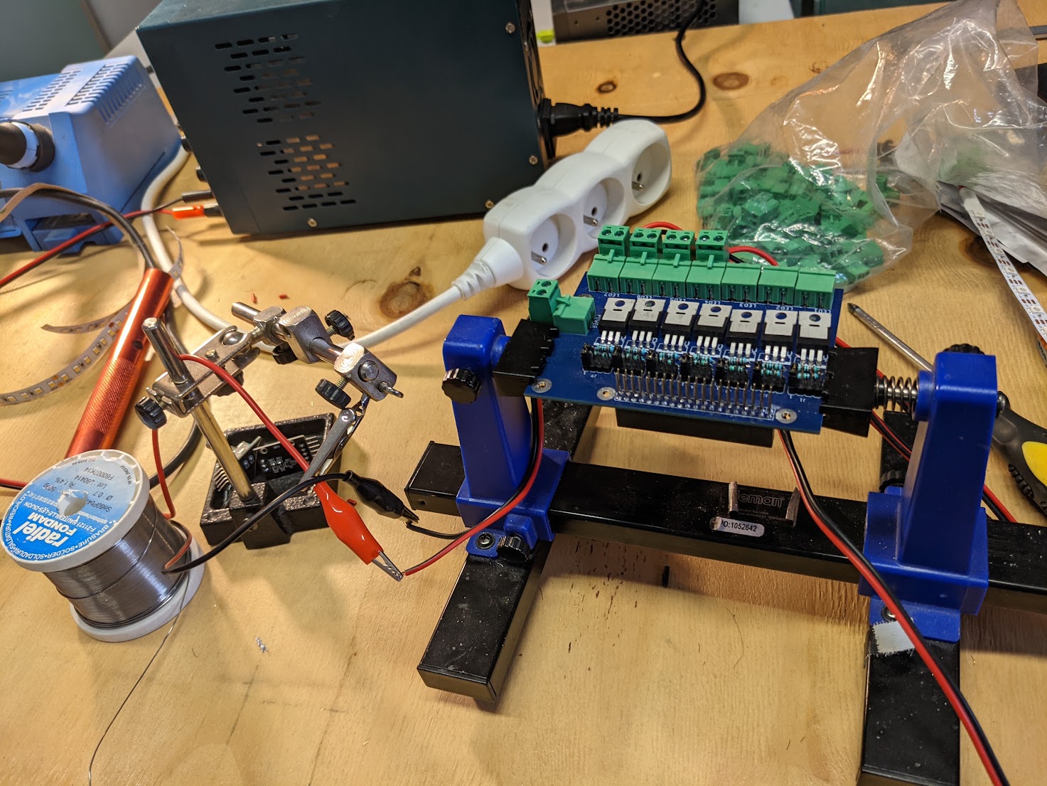 Electronics bench: soldering custom relay boards