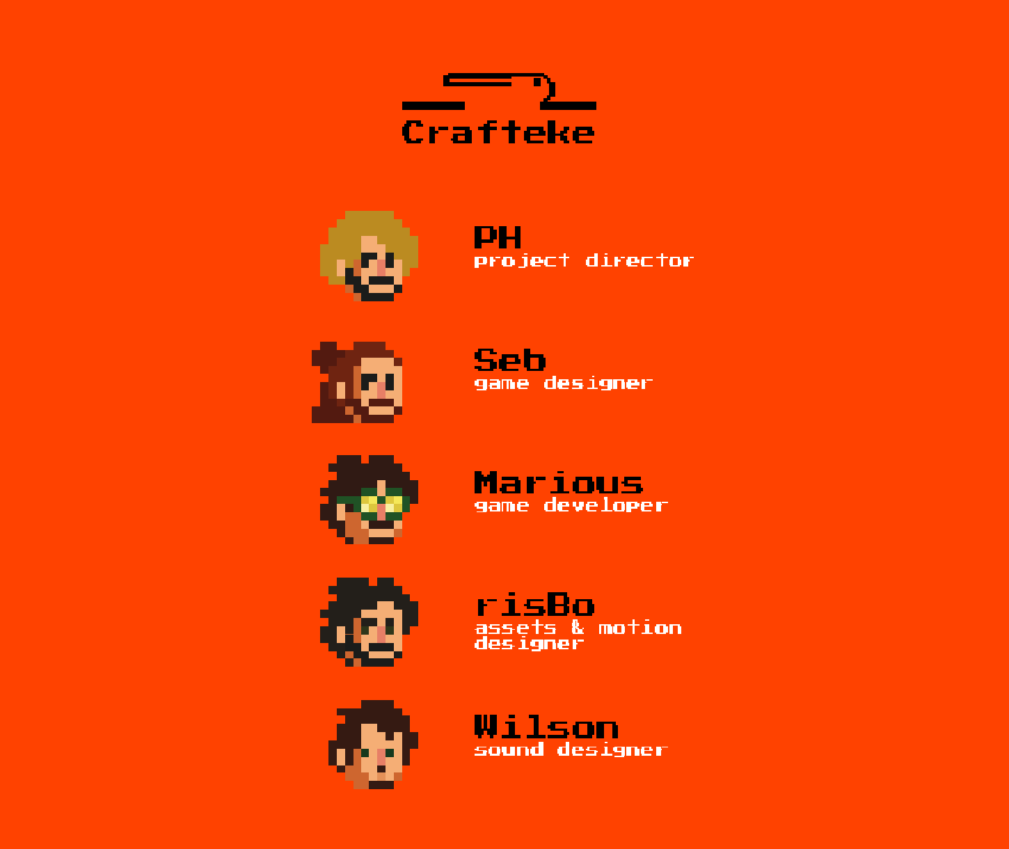 Crafteke team credits screen