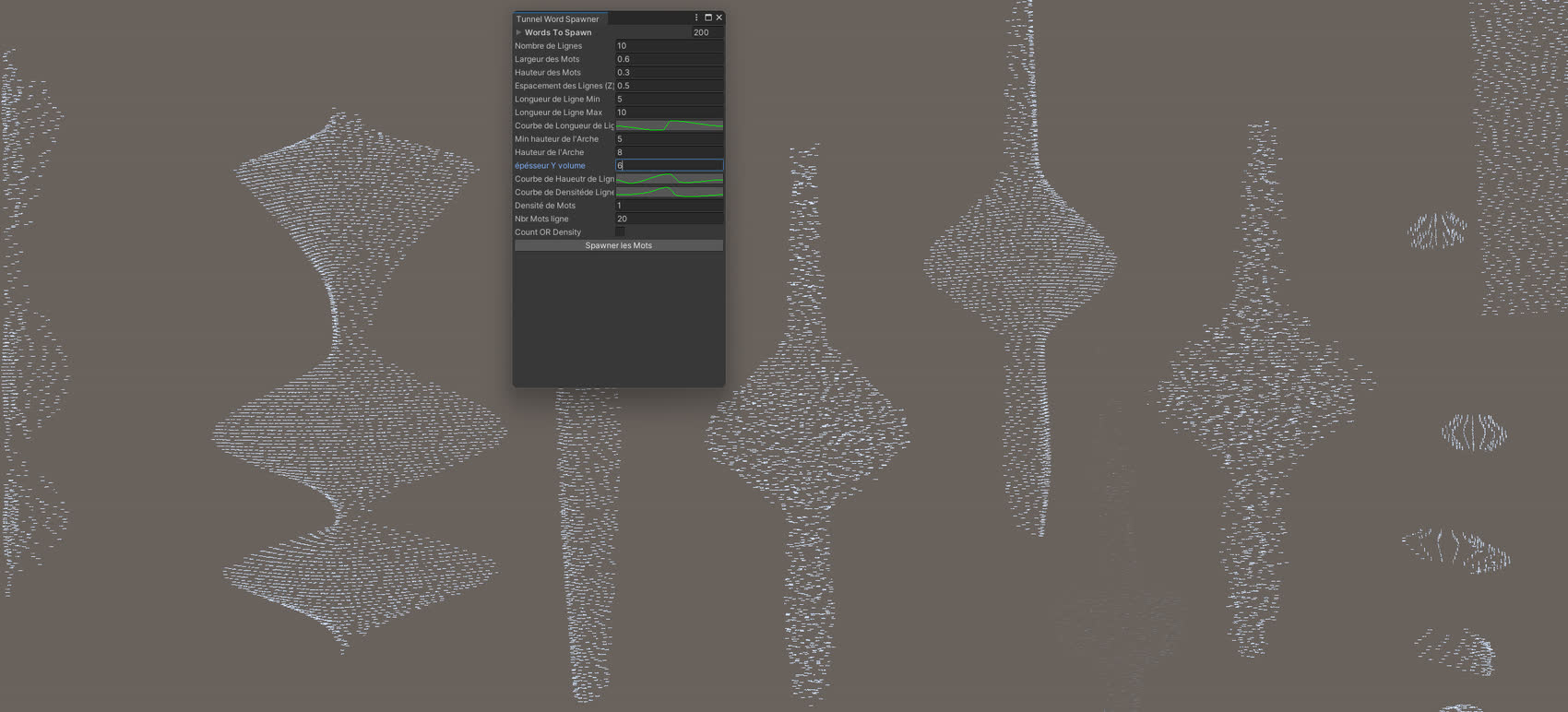 Parametric generator interface and the word volumes it produces